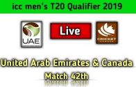 Live Score : United Arab Emirates vs Canada Match  42th | icc men’s T20 Qualifier